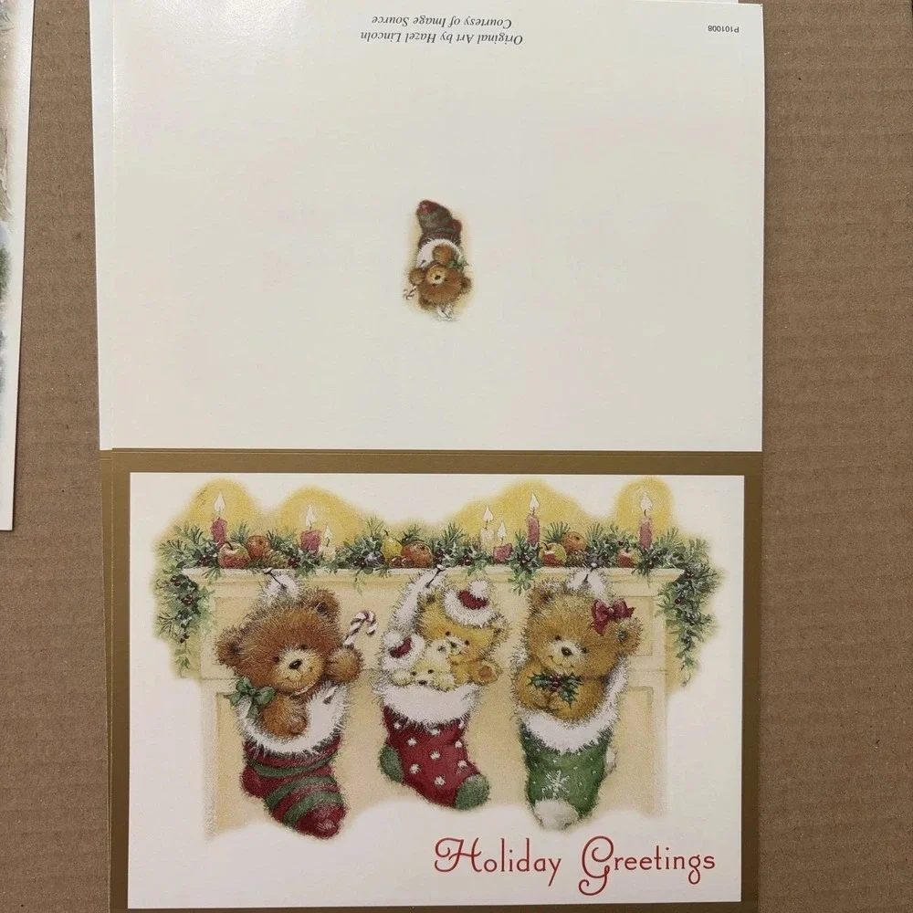 Vintage 90s Giordano Studios Christmas Greeting Cards Unused Moon Kitten Santa